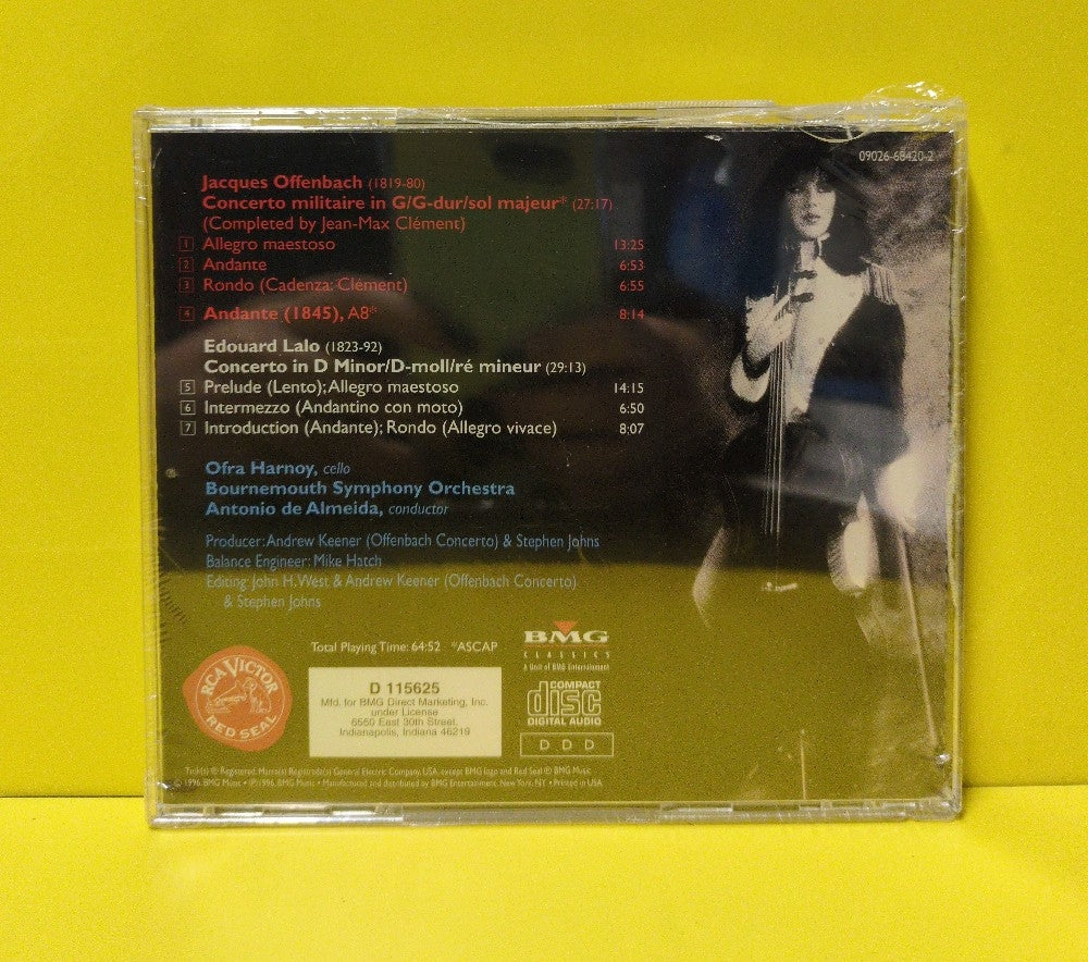 Offenbach, Lalo, Ofra Harnoy, Bournemouth Symphony Orchestra, Antonio De Almeida - Concerto Militaire; Andante - Concerto In D Minor - 1996 - 09026-68420-2 - New - Sealed - CDs - Club Edition