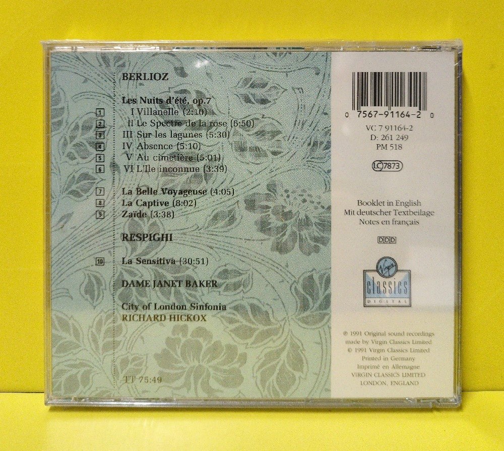 Dame Janet Baker, City Of London Sinfonia, Richard Hickox - Berlioz / Respighi - Les Nuits D'Ete / La Sensitiva - 1991 - VC 7 91164-2 - New - Sealed - CDs - UK & European Import