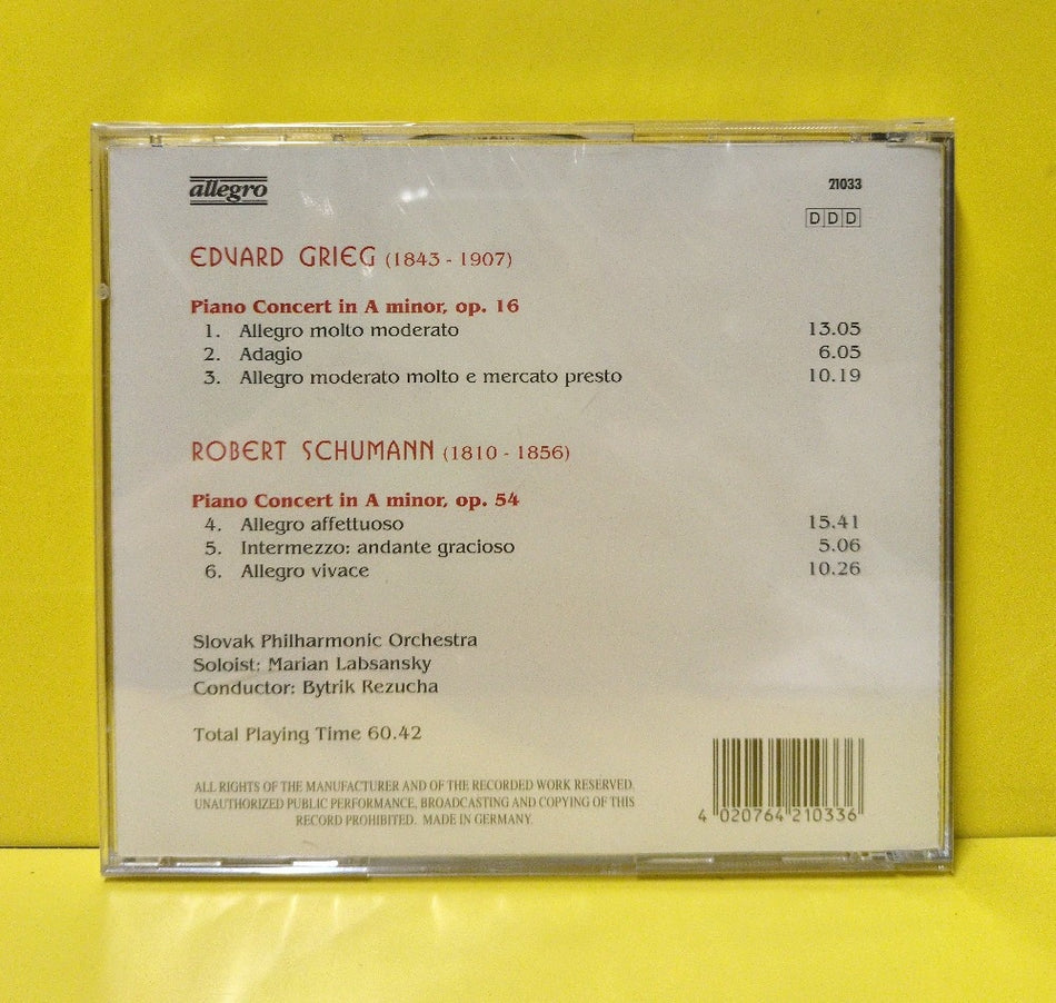Grieg • Schumann - Marian Labsansky, Slovak Philharmonic Orchestra, Bystrík Režucha - Piano Concerts - 21033 - New - Sealed - CDs - Germany Import