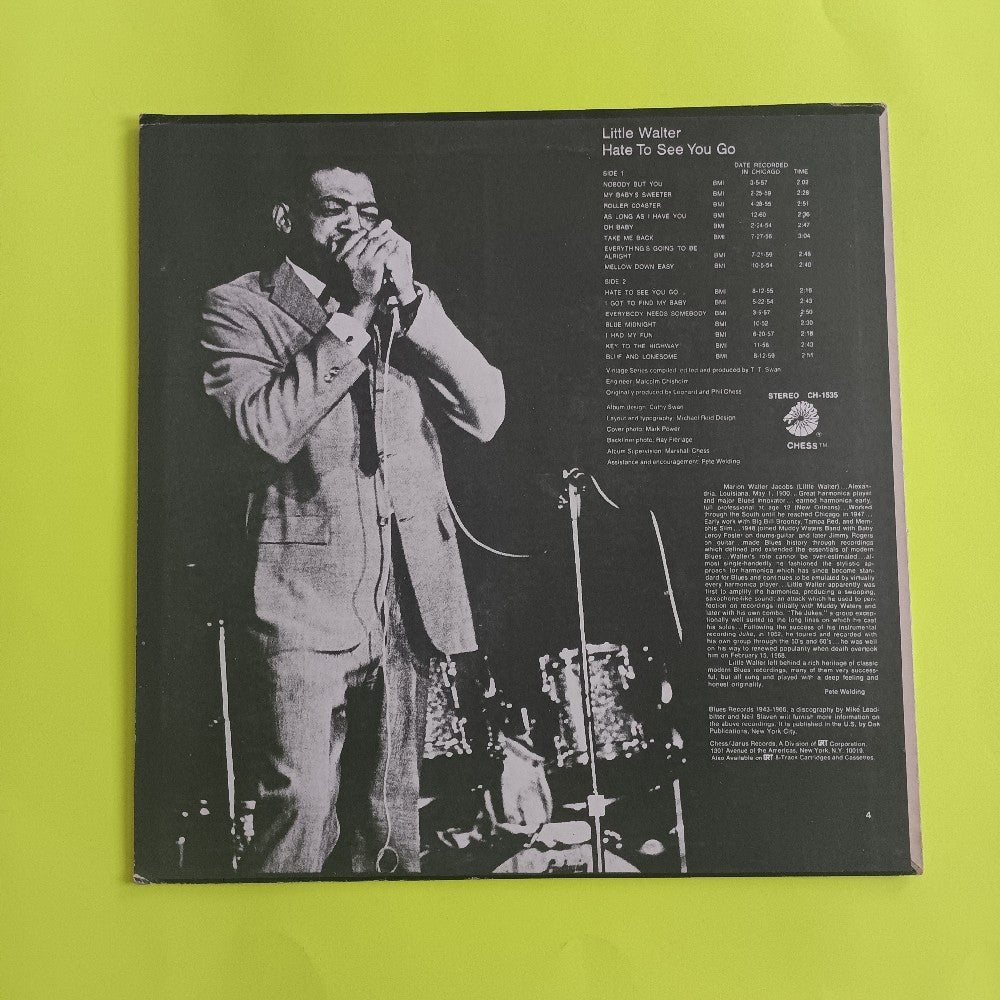 Little Walter - Hate To See You Go - 1972 - CH 1535 / LP 1535 - Used - VG++ - Vinyl