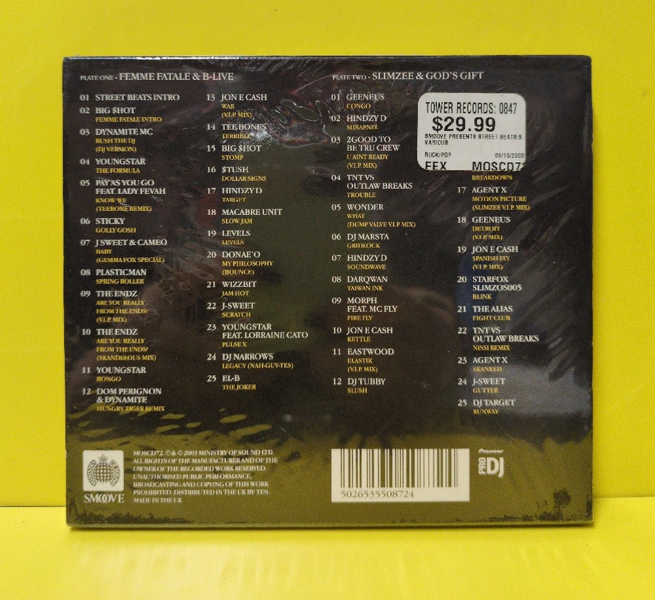 Various - Smoove Presents Street Beats - 2003 - MOSCD72 - New - Sealed - CDs - 2xCD - UK Import