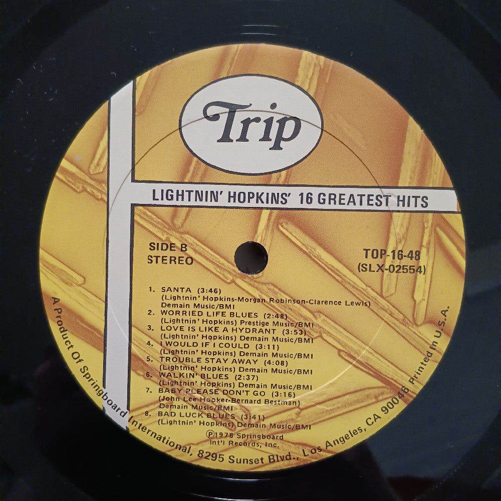 Lightnin' Hopkins - 16 Greatest Hits - 1978 - TOP-16-48 - Used - VG++ - Vinyl