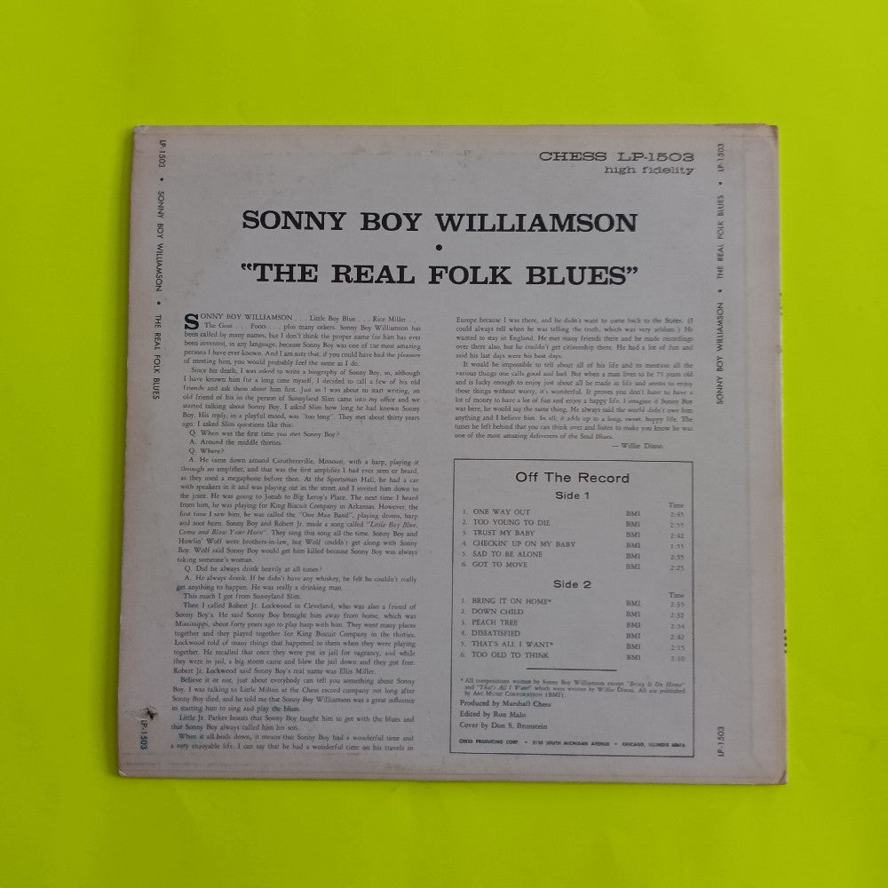 Sonny Boy Williamson - The Real Folk Blues OG Mono - 1966 - LP 1503 - Used - VG++ - Vinyl