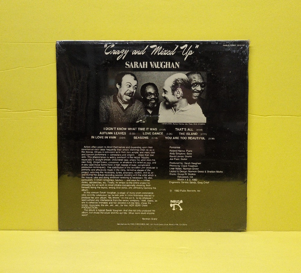 Sarah Vaughan - Crazy And Mixed Up - 1982 - 2312-137 - New - Sealed - Vinyl - No Barcode