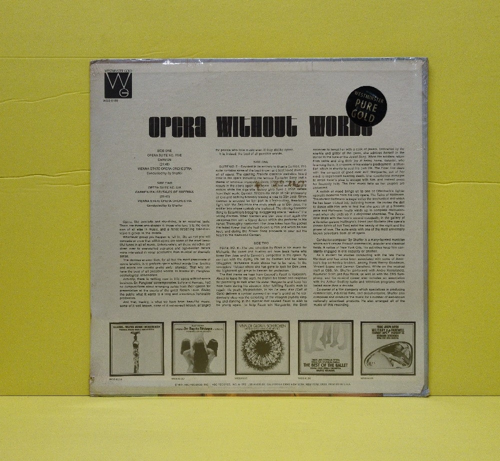 Vienna State Opera Orchestra, Sy Shaffer - Opera Without Words - 1972 - WGS-8188 - New - Sealed - Vinyl