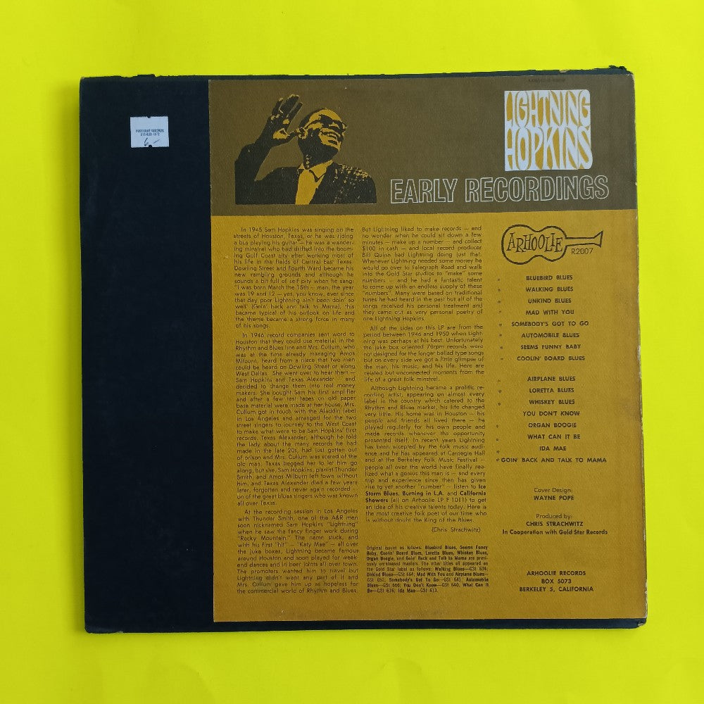 Lightning Hopkins - Early Recordings - R2007 Used - VG++ - Vinyl