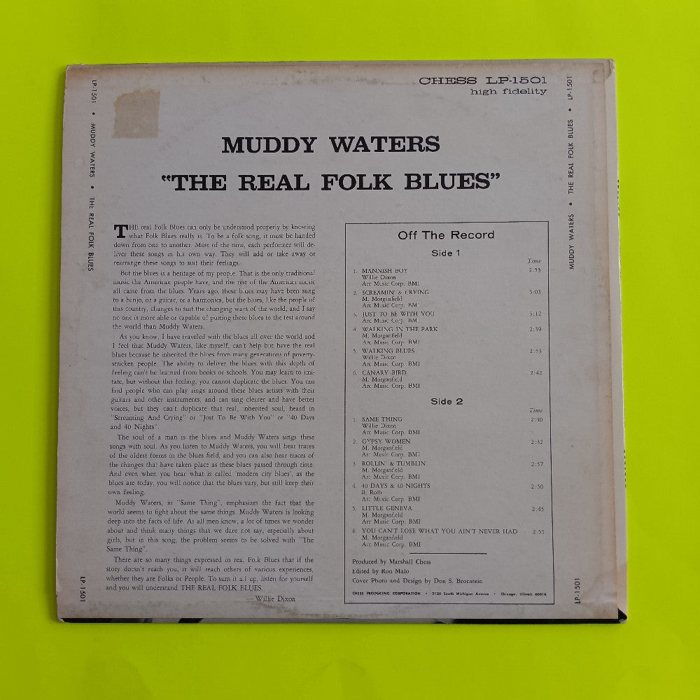 Muddy Waters - The Real Folk Blues OG MONO - 1966 - LP 1501 - Used - VG+ - Vinyl