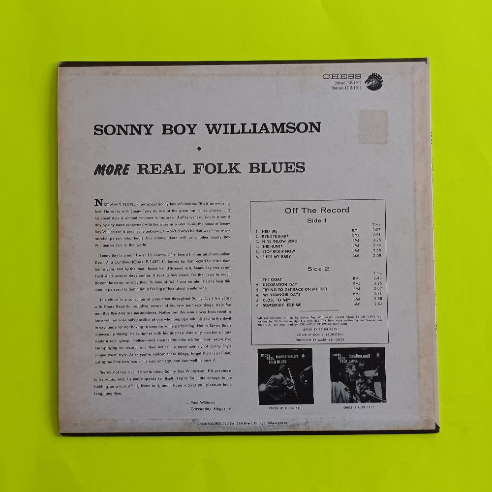 Sonny Boy Williamson - More Real Folk Blues OG Mono - 1967 - LP 1509 - Used - VG++ - Vinyl