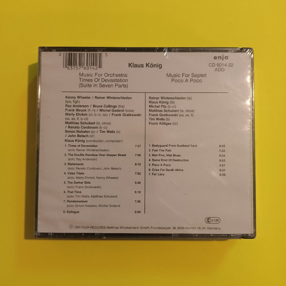 Klaus König - Times Of Devastation 2CD Set Germany - 1989 - ENJA 6014 22 - Used - Sealed - CDs