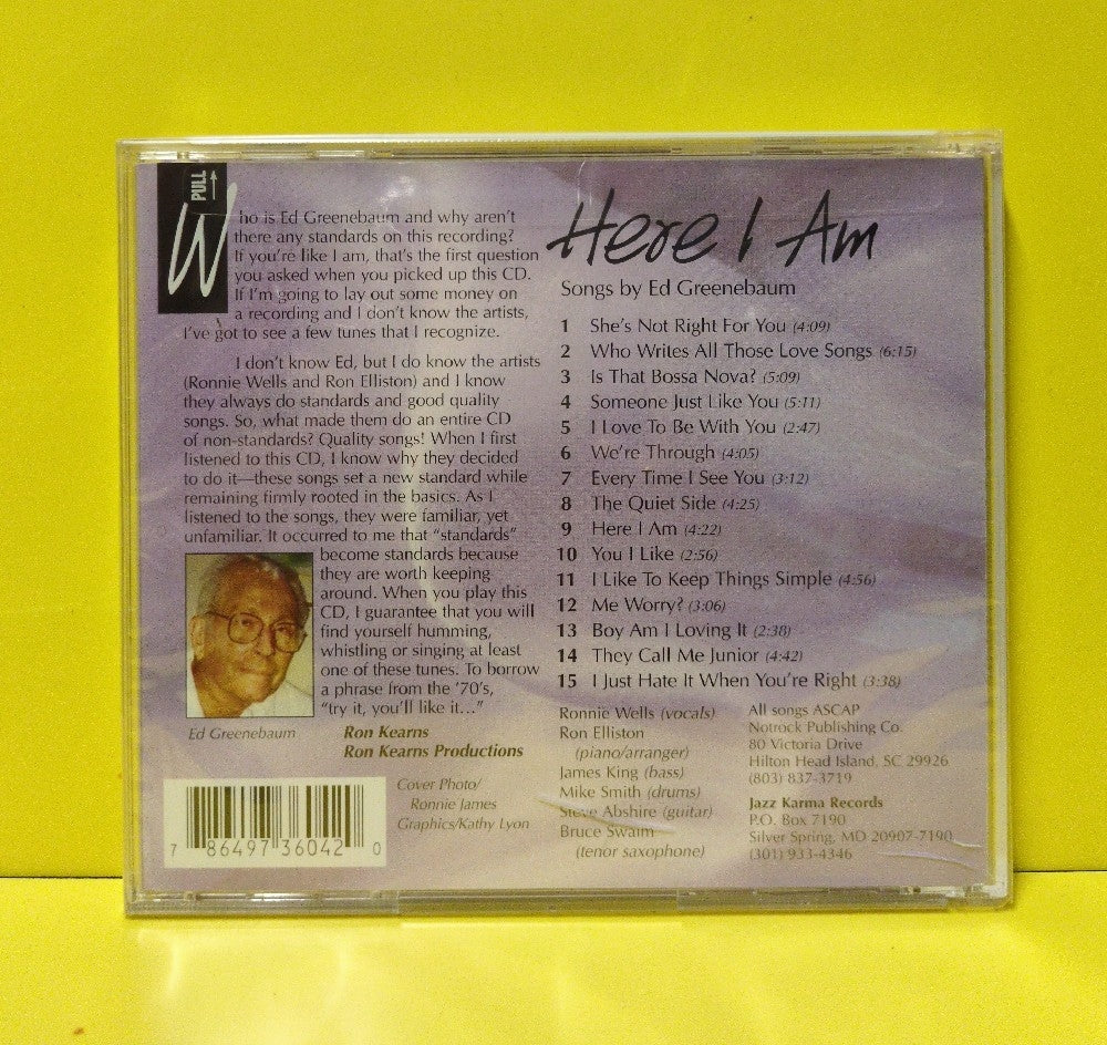 Ronnie Wells, Ron Elliston - Here I Am : Songs By Ed Greenebaum - 1999 - JKR916 - New - Sealed - CDs