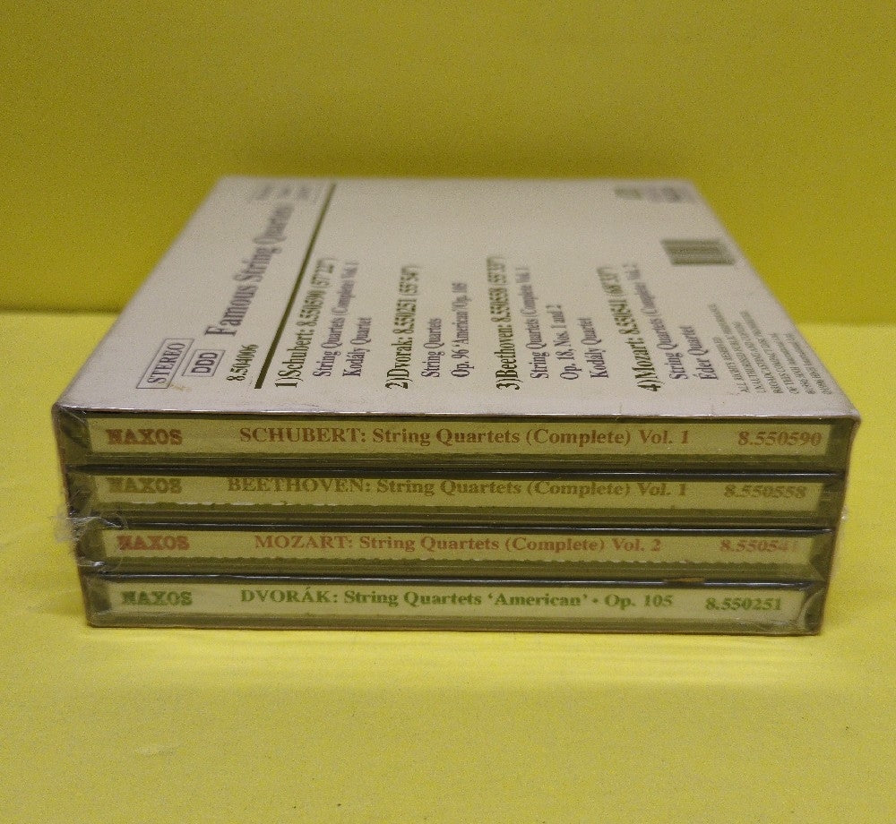 Schubert, Dvorak, Beethoven, Mozart - Famous String Quartets - 1996 - 8.504006 - New - Sealed - CDs - 4xCD Box Set