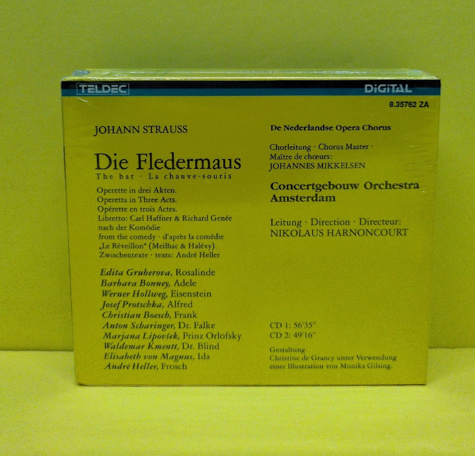 Johann Strauss - Concertgebouw Orchestra Amsterdam • Nikolaus Harnoncourt - Die Fledermaus - 1988 - 8.35762 ZA - Sealed - CDs - 2xCD Box Set - Germany Import