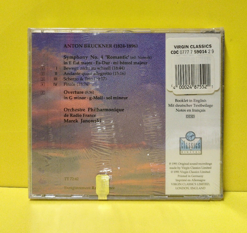 Anton Bruckner, Marek Janowski, Orchestra Philharmonique de Radio France - Symphony No. 4 / Overture in G minor - 1991 - VC 7 91206-2 - New - Sealed - CDs - UK Import