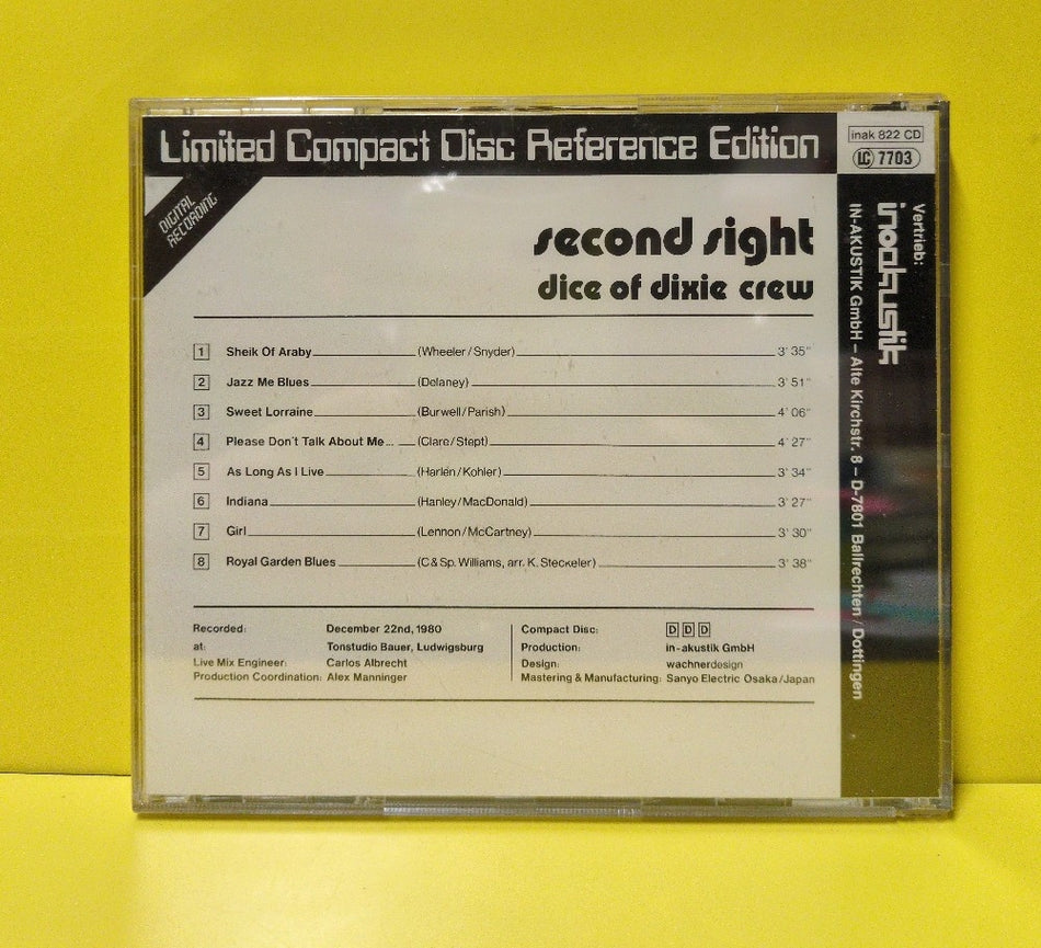 The Dice Of Dixie Crew - Second Sight - 1985 - inak 822 CD - New - Sealed - CDs - Limited Edition - Track List Back