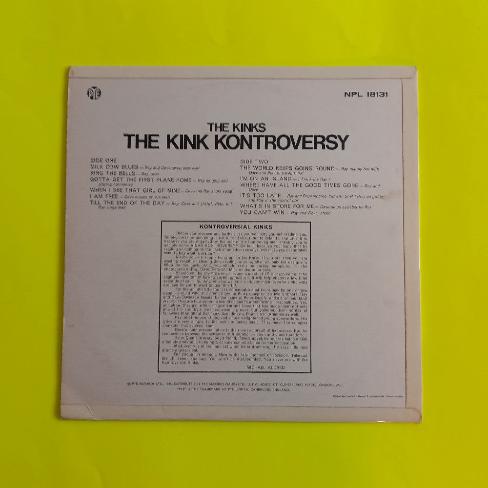 The Kinks - Kink Kontroversy UK OG Mono - 1965 - NPL 18131 - Used - VG+ - Vinyl