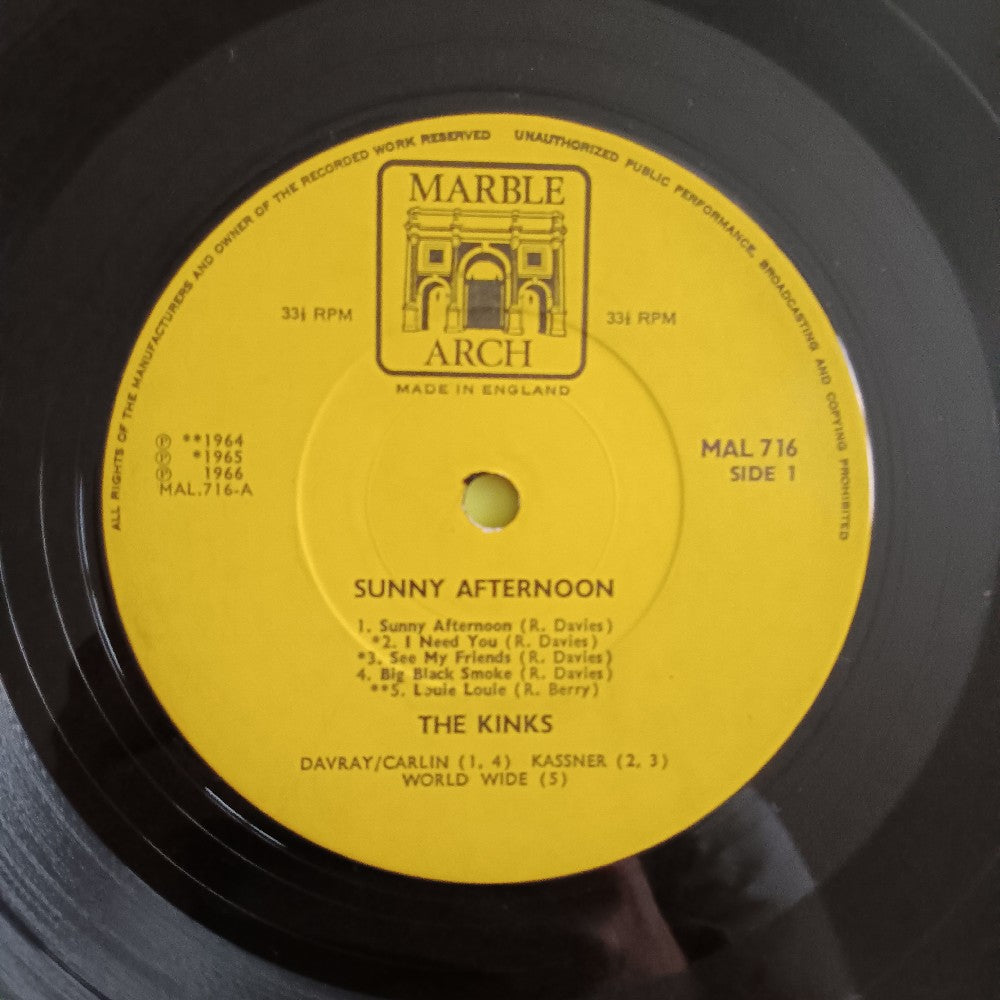 The Kinks - Sunny Afternoon UK OG Mono - 1967 - MAL 716 - Used - VG+ - Vinyl