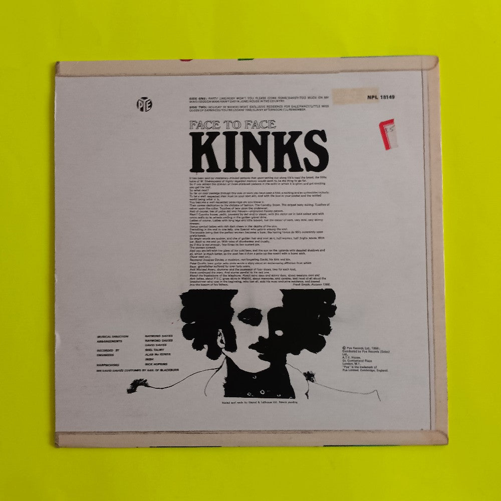 The Kinks - Face To Face UK OG Stereo - 1966 - NSPL 18149 - Used - VG++ - Vinyl