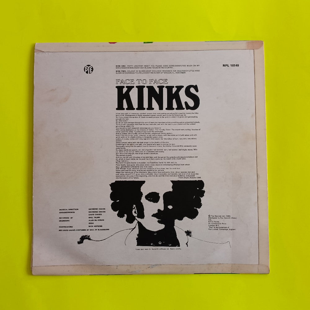 The Kinks - Face To Face UK OG Mono - 1966 - NPL 18149 - Used - VG - Vinyl