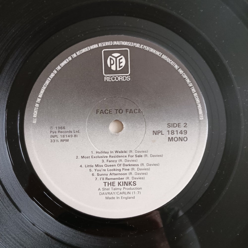 The Kinks - Face To Face UK Mono - 1979 - NPL 18149 - Used - VG+ - Vinyl