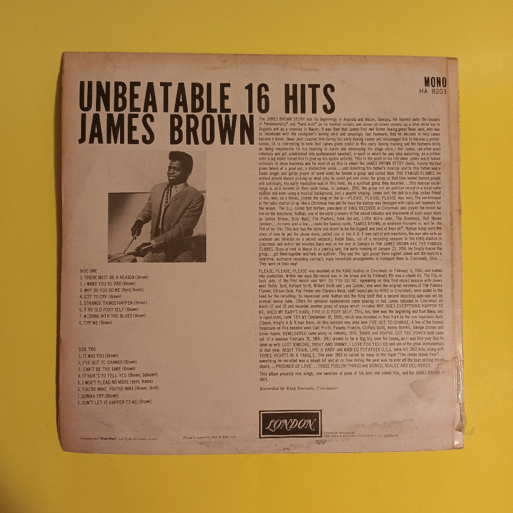 James Brown - The Unbeatable 16 Hits UK - 1964 - HA 8203 - Used - VG++ - Vinyl