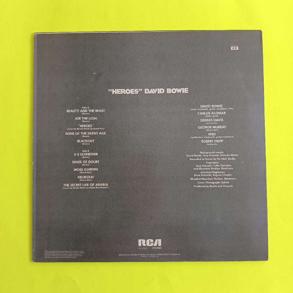 David Bowie - Heroes UK  - 1977 - PL 12522 - Used - VG++ - Vinyl
