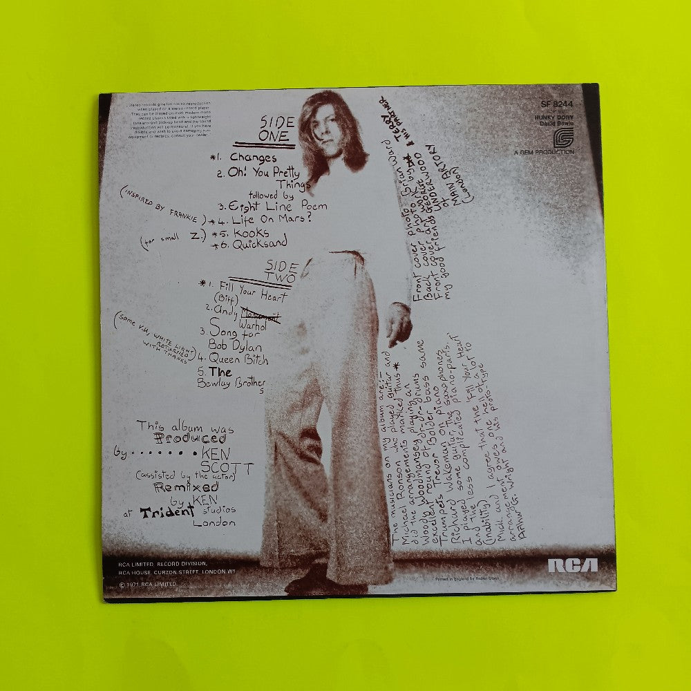 David Bowie - Hunky Dory UK - 1972 - SF 8244 - Used - VG++ - Vinyl