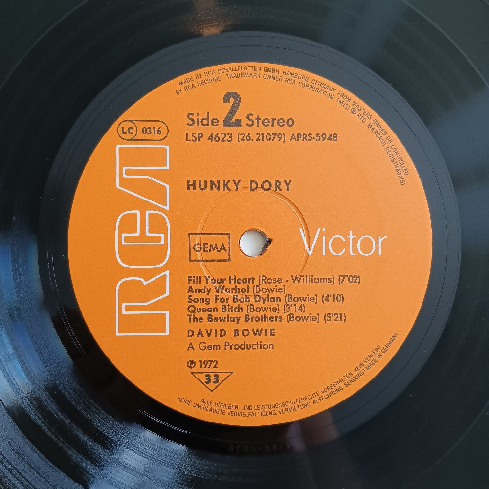 David Bowie - Hunky Dory GERMANY - 1977 - LSP 4623 / 26.21079 - Used - VG++ - Vinyl