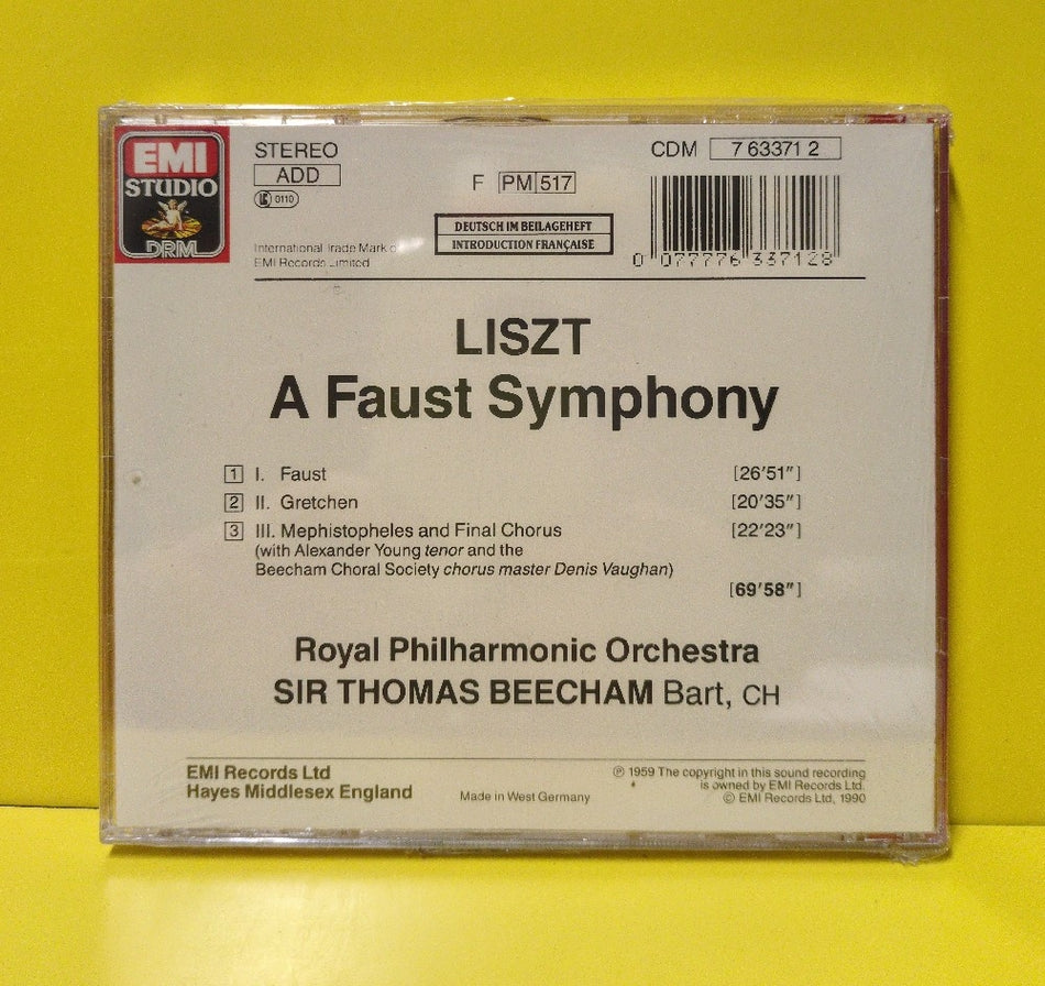 Franz Liszt, Sir Thomas Beecham, Royal Philharmonic Orchestra - A Faust Symphony - 1990 - CDM 7 63371 2 - New - Sealed - CDs - Reissue - Germany Import
