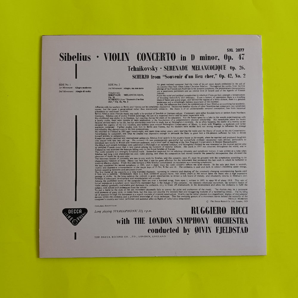 Ruggiero Ricci - Libelous Violin Concerto GERMANY - 1999 - SXL 2077 - Used - VG++ - Vinyl