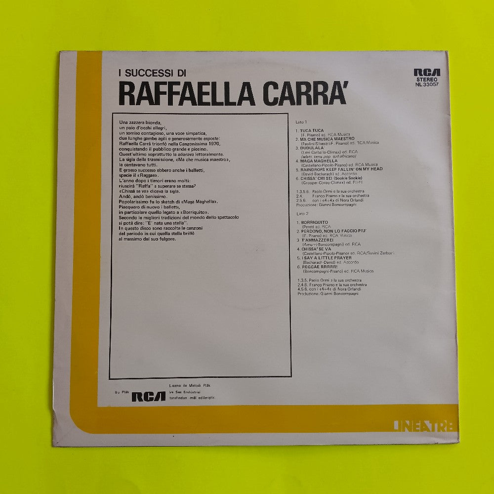 Raffaella Carra - I Successi Di Raffaella TURKEY - 1978 - NL 33057 - Used - VG+ - Vinyl