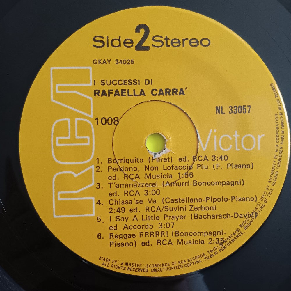 Raffaella Carra - I Successi Di Raffaella TURKEY - 1978 - NL 33057 - Used - VG+ - Vinyl