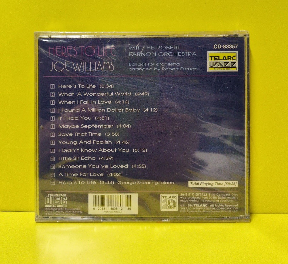 Joe Williams, The Robert Farmon Orchestra - Here's To Life - 1994 - CD-83357 - New - Sealed - CDs