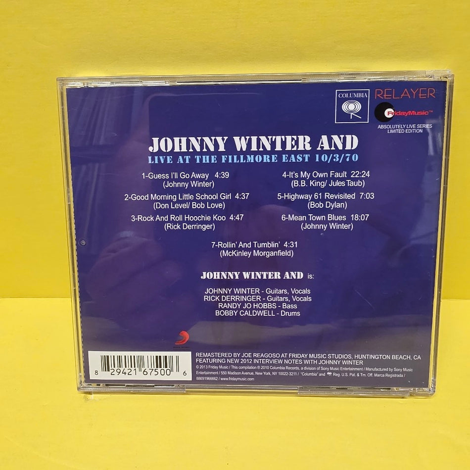 Johnny Winter And - Live At The Fillmore East 10/3/70 - 2013 - RLY-67500 - Used - NM - CDs