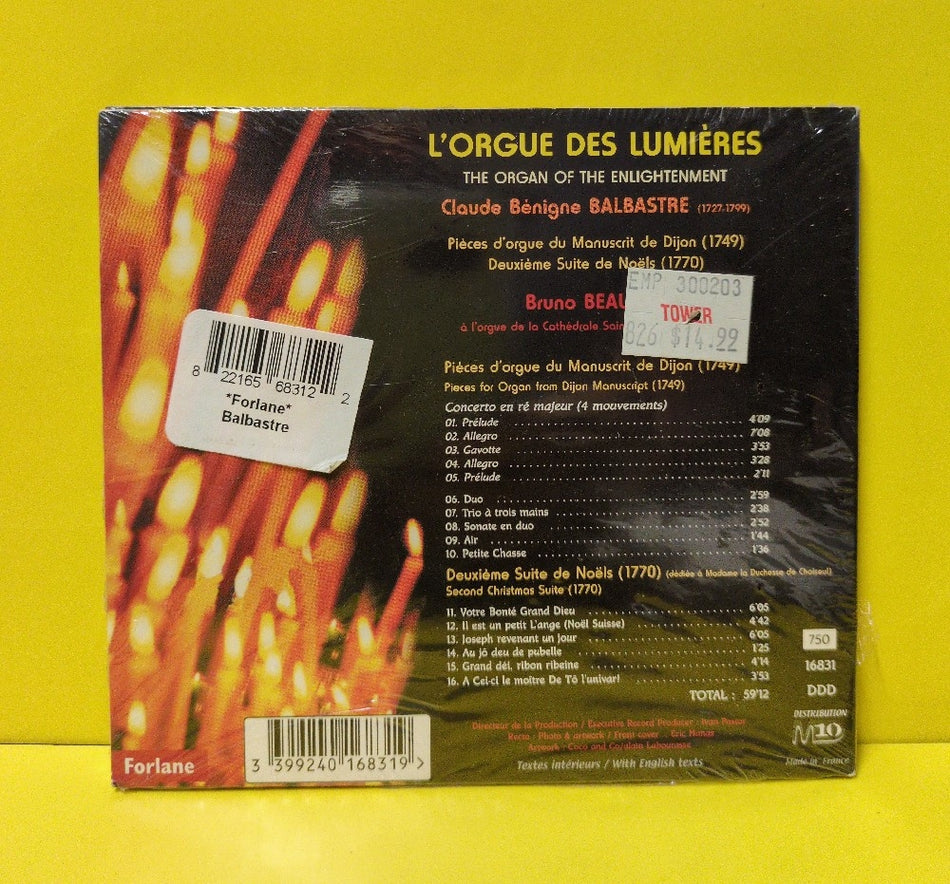 Bruno Beaufils, Claude Balbastre - L’Orgue Des Lumières - Pièces D'Orgues Du Manuscrit De Dijon - 2002 - 16831 - New - Sealed - CDs - France Import