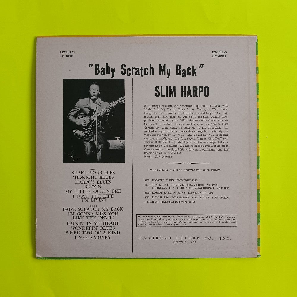 Slim Harpo - Baby Scratch My Back (Orange Label) OG MONO - 1966 - LP 8005 - Used - VG++ - Vinyl