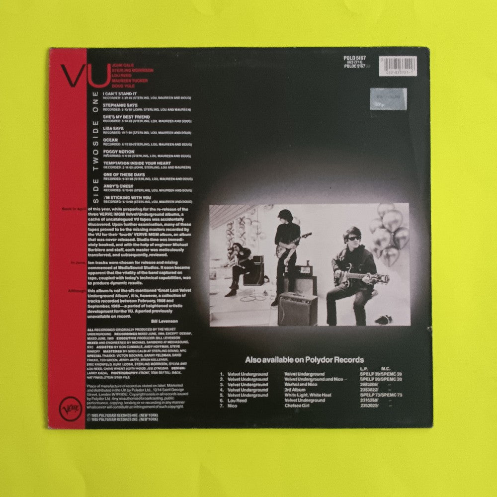 The Velvet Underground - VU UK With Insert - 1985 - POLD 5167 - Used - VG++ - Vinyl