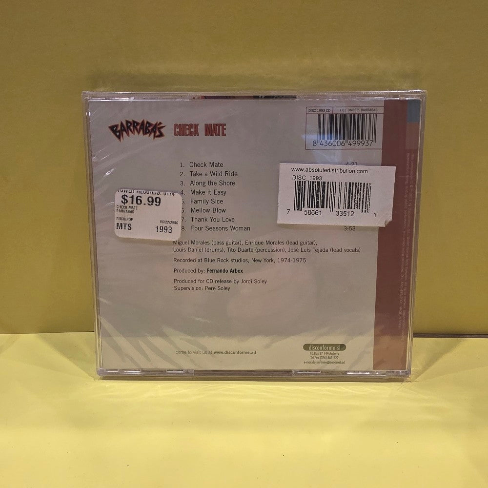 The Original Barrabas - Check Mate - 2000 - DISC 1993 CD - New - Sealed - CDs