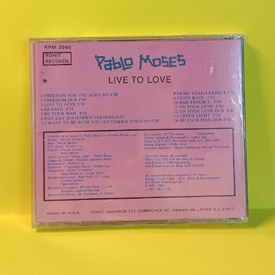 Pablo Moses - Live To Love - 1987 - RPM2000 - New - Sealed - CDs