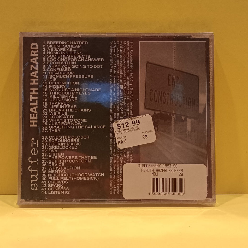 Health Hazard / Suffer - Discography 93-96 - 2005 - PRANK 028 - New - Sealed - CDs