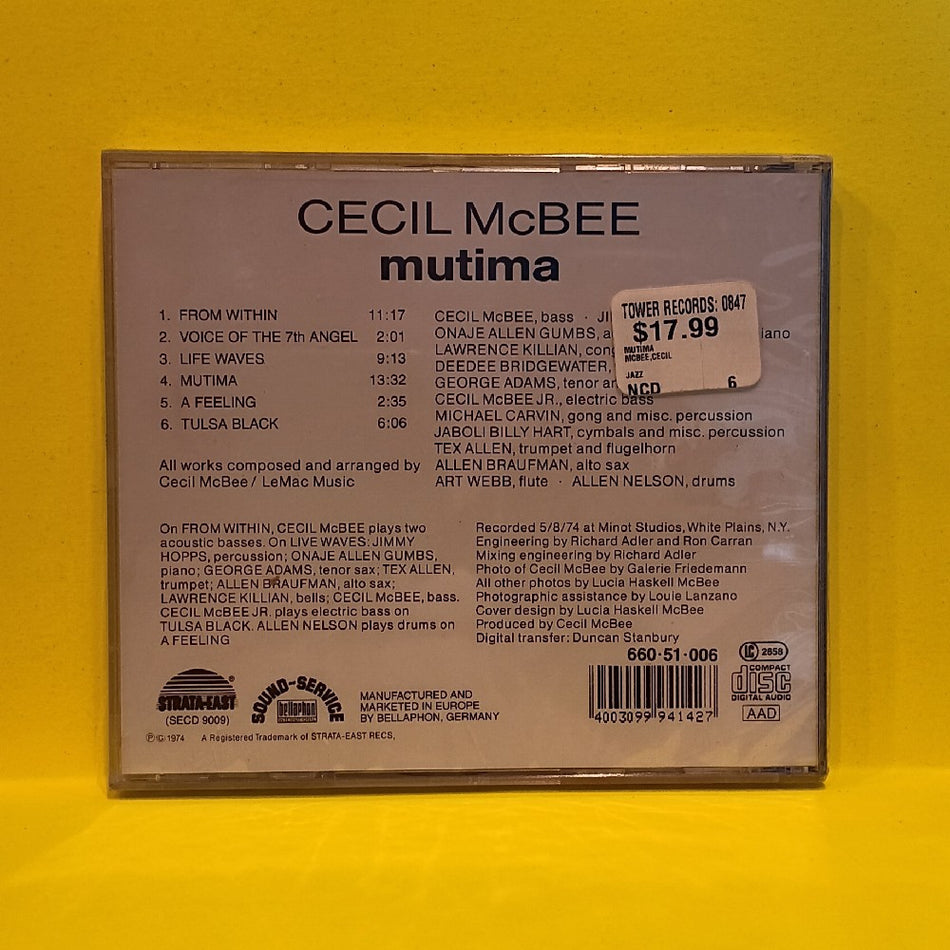 Cecil McBee - Mutima - 1991 - SECD 9009 - New - Sealed - CDs