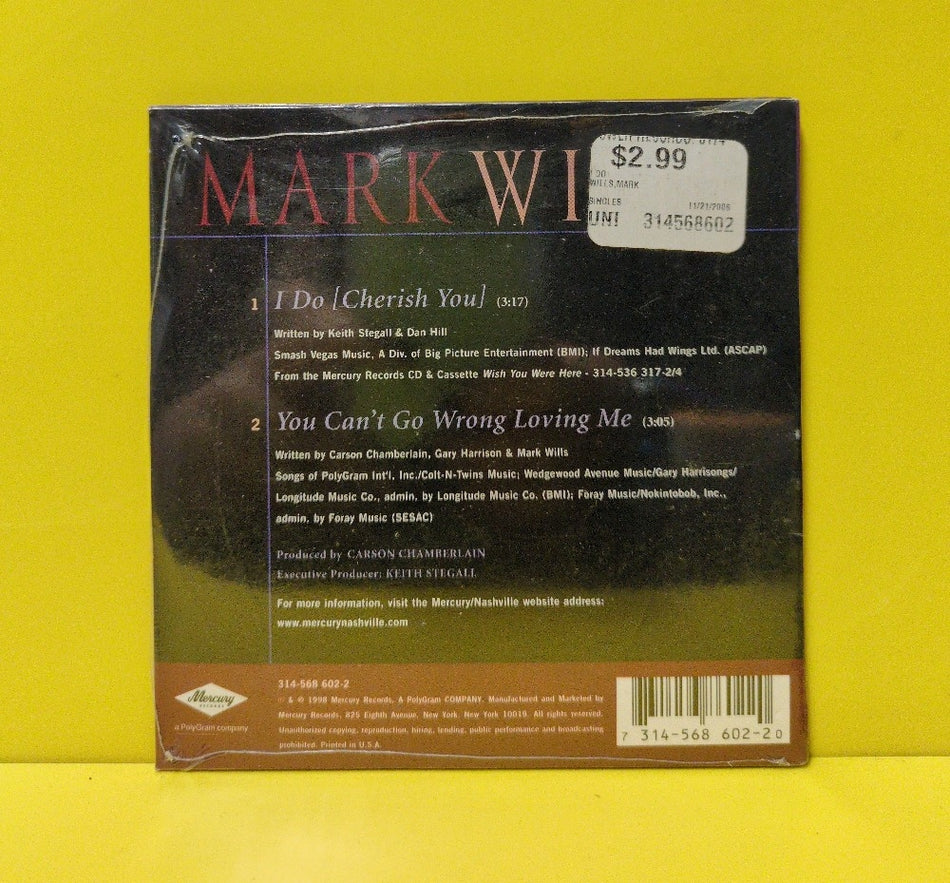 Mark Wills - I Do [Cherish You] - 1998 - 314-568 602-2 - New - Sealed - CDs