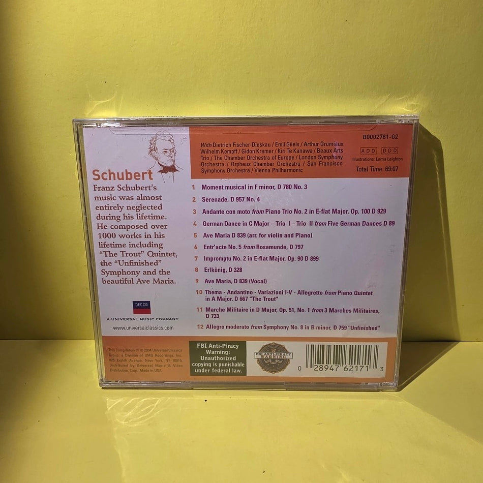 Schubert  - Schubert Greatest Hits  - 2004 - B0002781-02 - New - Sealed - CDs