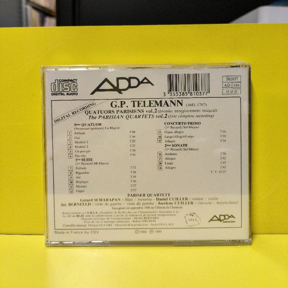 G.P. Telemann, Pariser Quartett - Quatuors Parisians Vol. 2 - 1989 - 581037 - New - Sealed - CDs - France Import