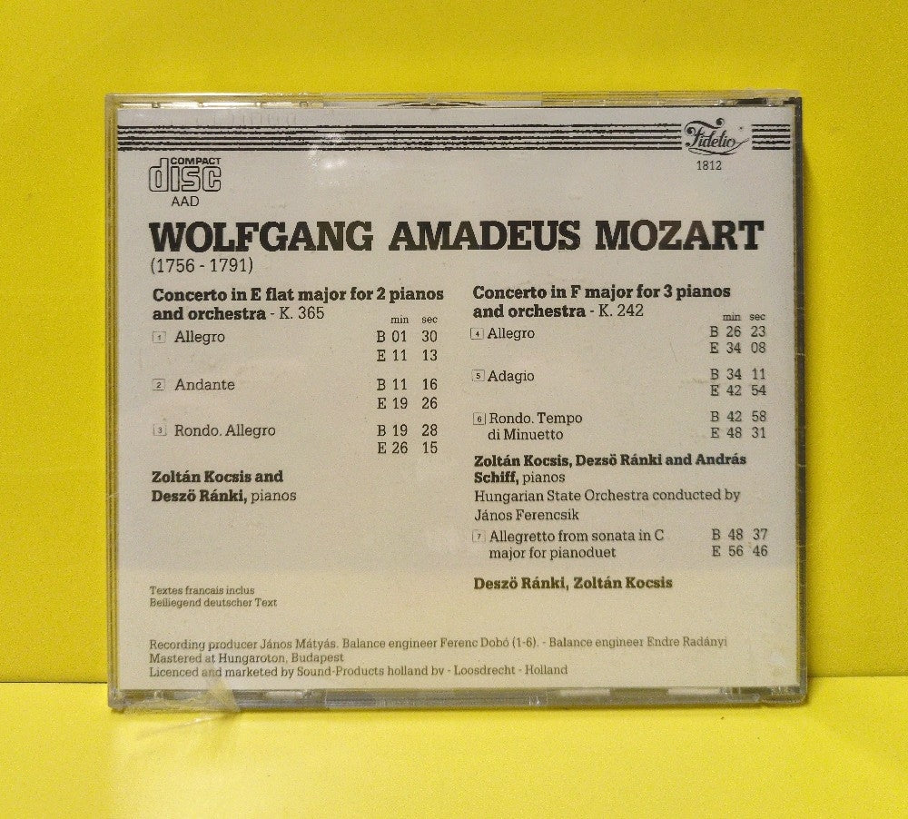 Mozart - Zoltan Kocsis, Andras Schiff, Dezso Ranki, Hungarian State Orchestra, Janos Ferencsik - Concertos For 2 & 3 Pianos - 1985 - 1812 - New - Sealed - CDs - Netherlands Import