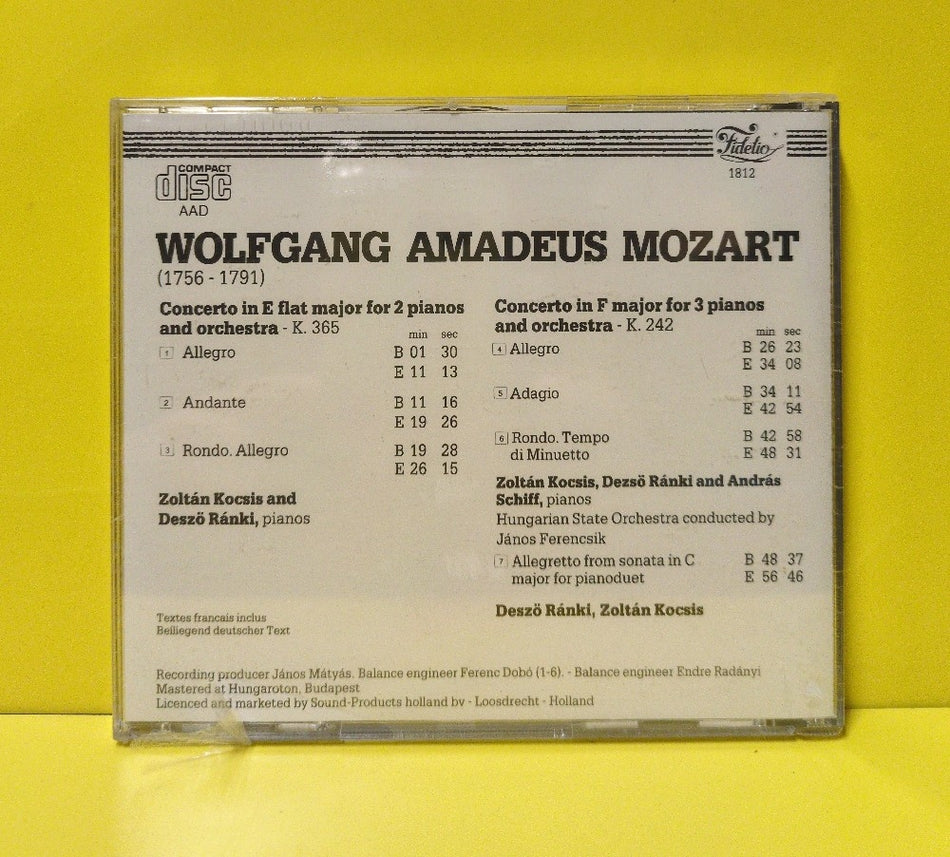 Mozart - Zoltan Kocsis, Andras Schiff, Dezso Ranki, Hungarian State Orchestra, Janos Ferencsik - Concertos For 2 & 3 Pianos - 1985 - 1812 - New - Sealed - CDs - Netherlands Import