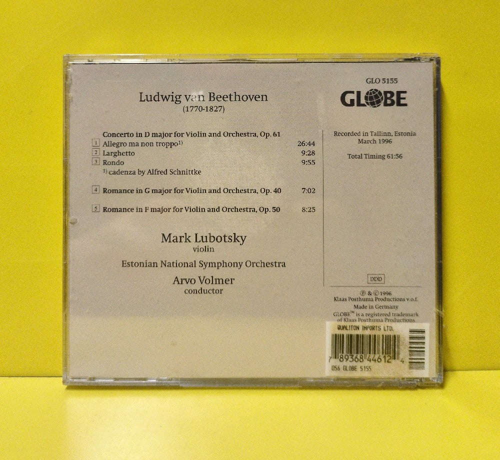 Ludwig van Beethoven - Mark Lubotsky, Arvo Volmer, Estonian National Symphony Orchestra - Violin Concerto • Romances - 1996 - GLO 5155 - New - Sealed - CDs - European Import