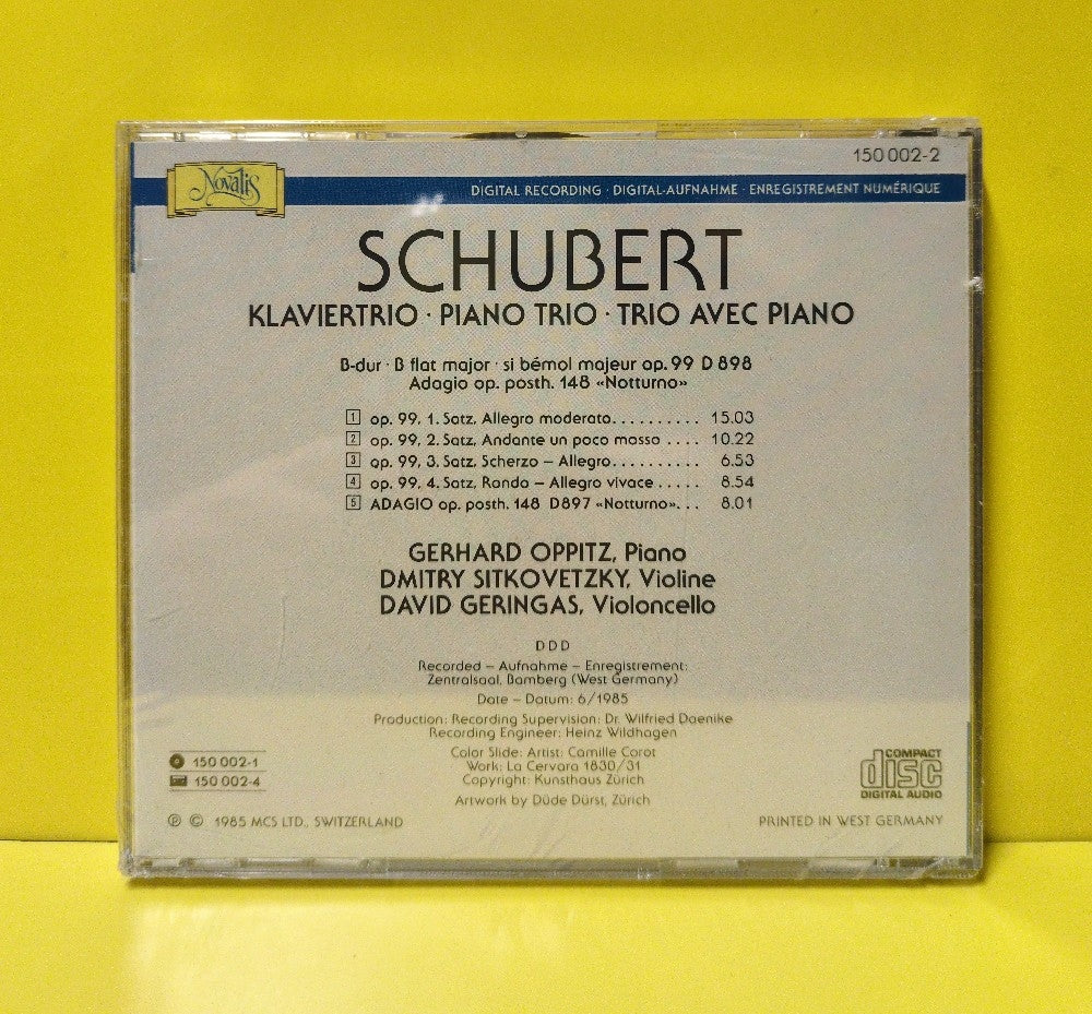 Schubert, Gerhard Oppitz, Dmitry Sitkovetsky, David Geringas - Klaviertrio = Piano Trio = Trio Avec Piano - 1985 - 150 002-2 - New - Sealed - CDs - Switzerland Import