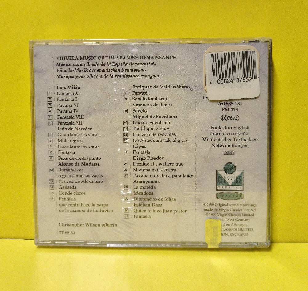 Christopher Wilson - Vihuela Music Of The Spanish Renaissance - 1990 - VC 7 91136-2 - New - Sealed - CDs - European Import