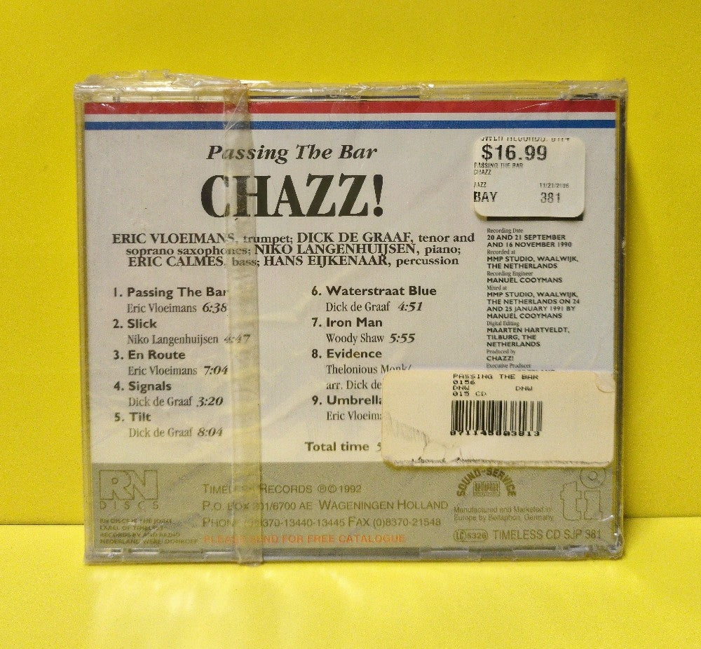 Chazz, Eric Vloeimans, Dick De Graaf, Niko Langenhuijsen, Eric Calmes, Hans Eijkenaar - Passing The Bar - 1992 - CD SJP 381 - New - Sealed - CDs - Germany Import