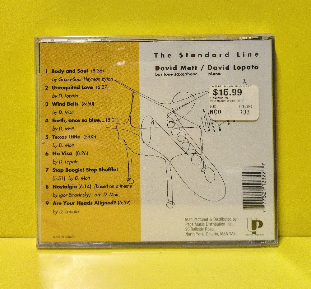 David Mott, David Lopato - The Standard Line - UTY 133 - New - Sealed - CDs - Canada Import